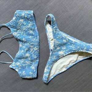 Triangl Swimwear Blue and White Bikini Set